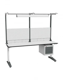 Стол монтажный ДиКом СР-200-01, ESD Thermopal, нерегулируемый, экран Э2, с подвесной тумбой, со светильником Стол монтажный ДиКом СР-200-01, ESD Thermopal, нерегулируемый, экран Э2, с подвесной тумбой, со светильником