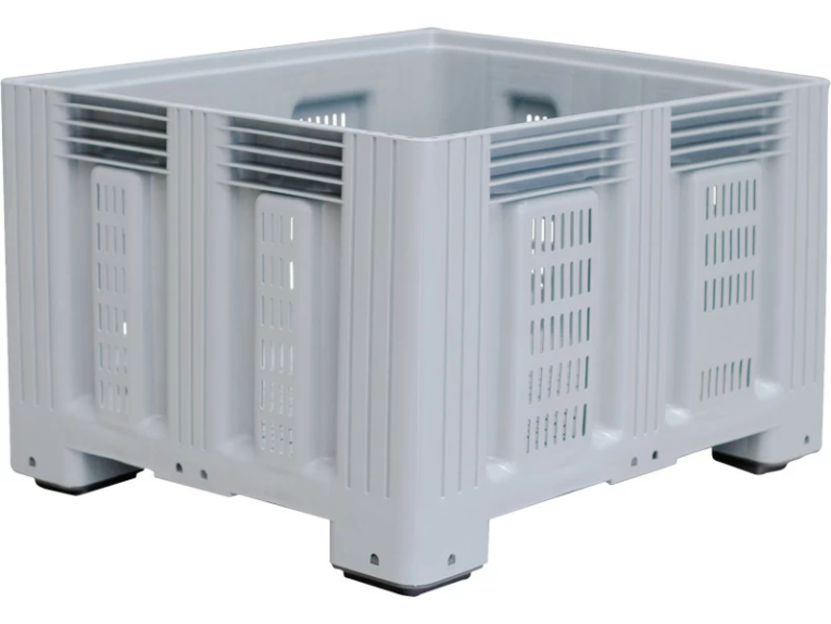 Контейнер 1200х1000х758 перфорированный, на ножках серый купить в Екатеринбурге Контейнер 1200х1000х758 перфорированный, на ножках серый купить в Екатеринбурге