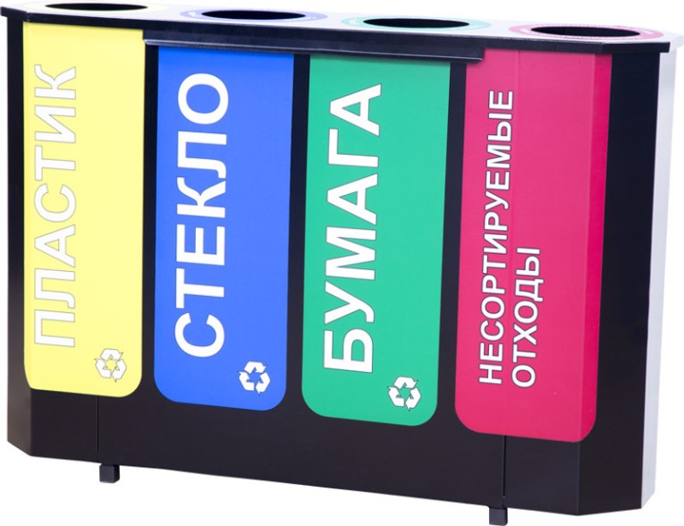 Урна для раздельного сбора мусора Селект-4 с наклейками купить в Екатеринбурге Урна для раздельного сбора мусора Селект-4 с наклейками купить в Екатеринбурге