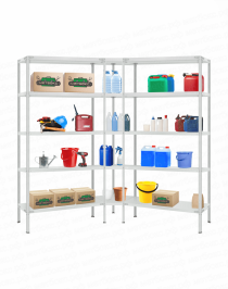 Стеллаж угловой 2000х1500х1500 (5 ярусов глубиной 300мм) Стеллаж угловой 2000х1500х1500 (5 ярусов глубиной 300мм)