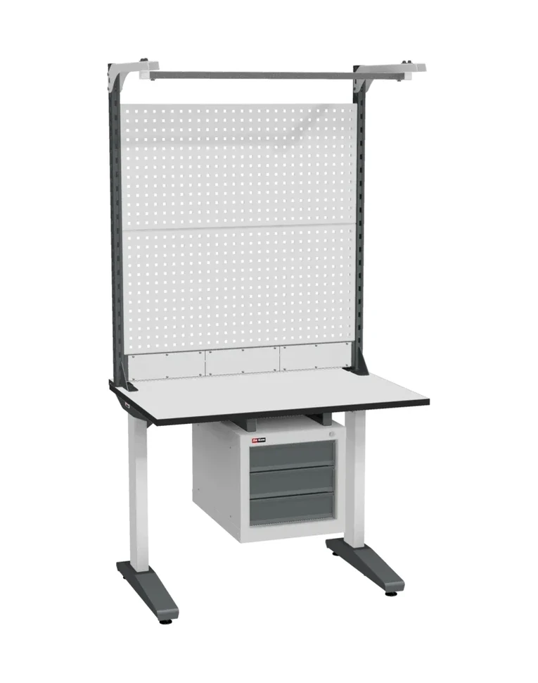 Стол монтажный ДиКом СР-100-01, ESD Thermopal, нерегулируемый, экран Э3, с подвесной тумбой купить в Екатеринбурге