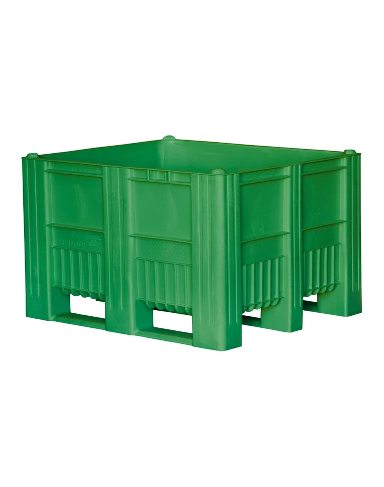 BoxPallet 1200x1000x740 мм сплошной на полозьях зелёный BoxPallet 1200x1000x740 мм сплошной на полозьях зелёный