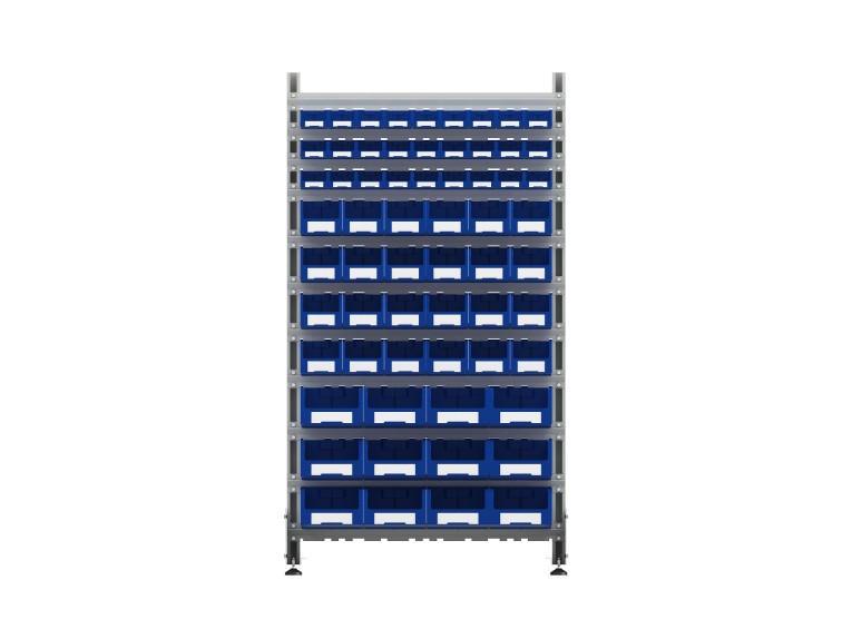 Стеллаж для пластиковых лотков SORTEX односторонний 1800x1000x450.05 купить в Екатеринбурге Стеллаж для пластиковых лотков SORTEX односторонний 1800x1000x450.05 купить в Екатеринбурге