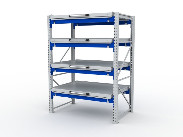 Стеллаж с выкатными платформами S-HEAVY 1000/1300 (4 яруса хранения) купить в Екатеринбурге Стеллаж с выкатными платформами S-HEAVY 1000/1300 (4 яруса хранения) купить в Екатеринбурге