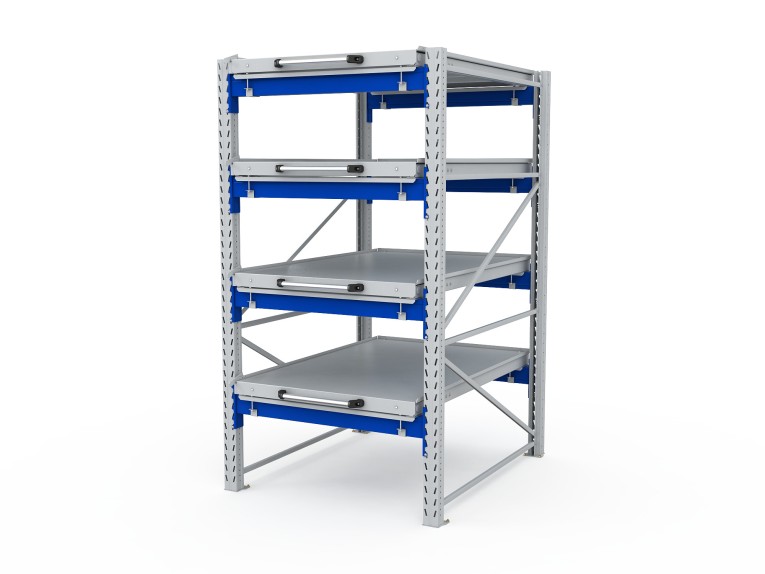 Стеллаж с выкатными платформами S-HEAVY 1000/900 (4 яруса хранения) купить в Екатеринбурге Стеллаж с выкатными платформами S-HEAVY 1000/900 (4 яруса хранения) купить в Екатеринбурге