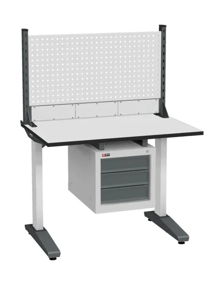 Стол монтажный ДиКом СР-100-01, ESD Thermopal, нерегулируемый, экран Э1, с подвесной тумбой купить в Екатеринбурге